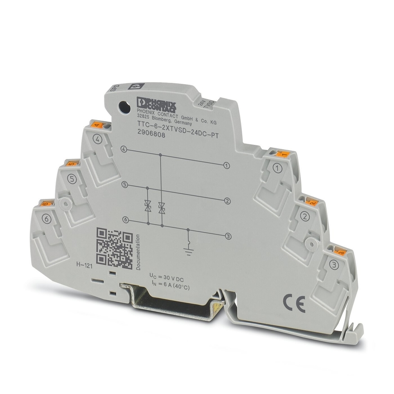 TTC-6-2XTVSD-24DC-PT 2 Pole Surge Protector with 2 Poles and 24V DC Rated Voltage