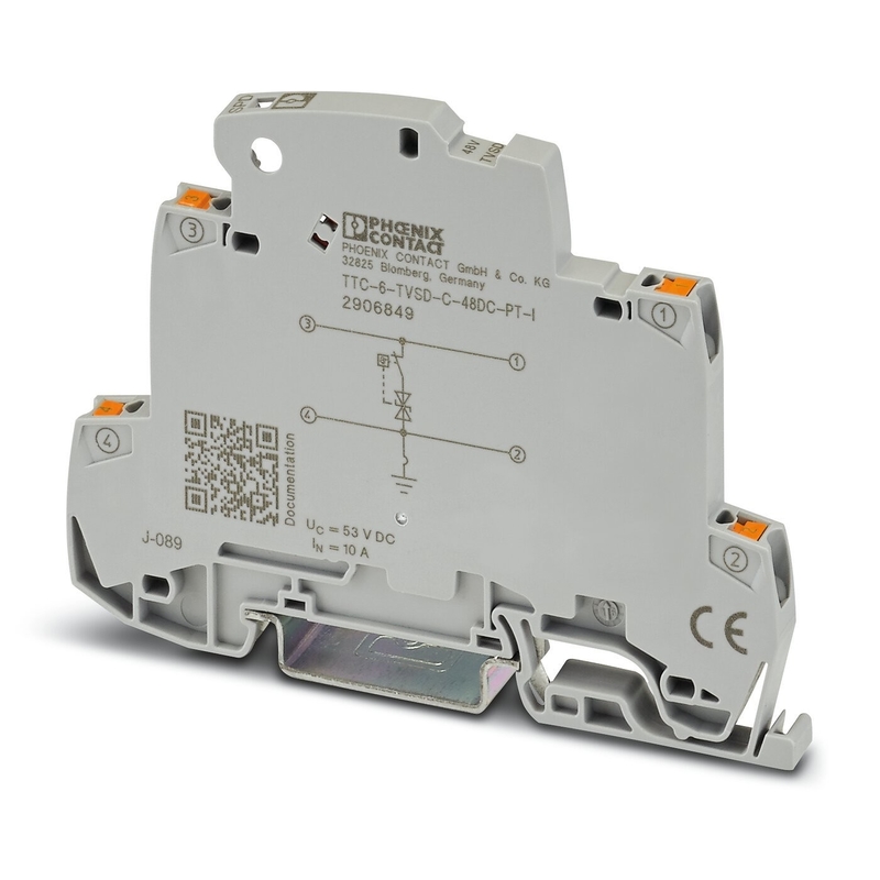 48 V DC Rated Voltage 2 Pole Surge Protector TTC-6-TVSD-C-48DC-PT-I by Phoenix Contact