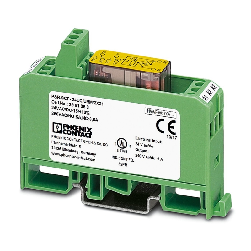 17.5*75*60.5MM Phoenix Contact Coupling Relay PSR-SCF-24UC/URM/2X21 with Contact Load
