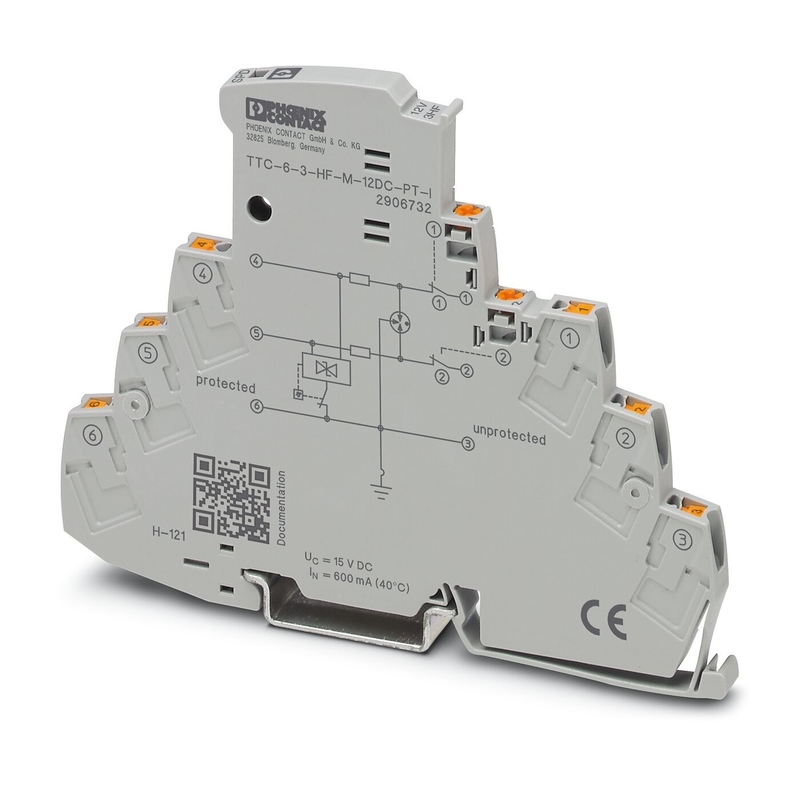 TTC-6-3-HF-M-12DC-PT-I Phoenix Contact Surge Protector 2 Pole 12 V DC Rated Voltage
