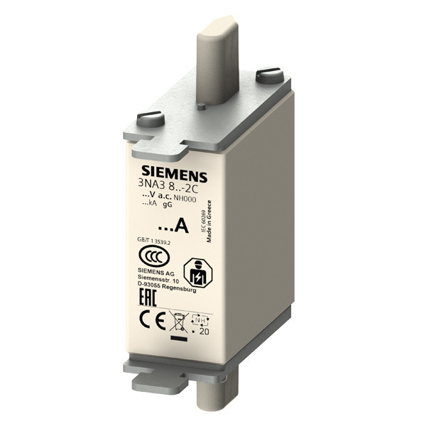 PLC 3NA3812-2C LV HRC Fuse Link GL/GG with Non-Insulated Grip Lugs and Front Indicator