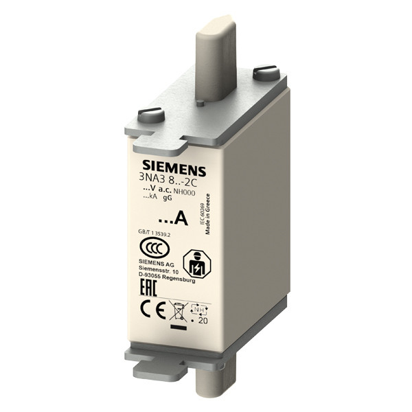 PLC 3NA3824-2C LV HRC Fuse Link GL/GG with Non-Insulated Grip Lugs and Front Indicator Size 000