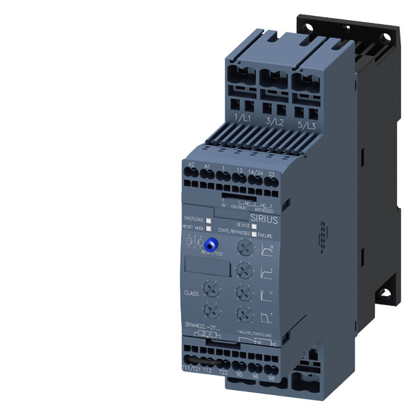 Siemens 3RW4027-2TB04 3RW40 Soft Starter Size S0 with Spring-Loaded Terminals and Bypass